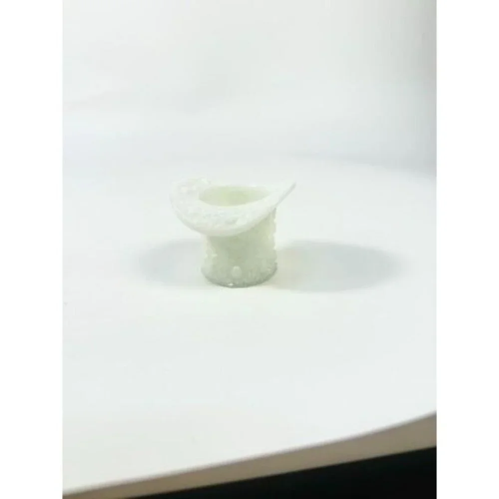 Toothpick Holder Vase Candleholder Fenton Daisy Button Top Hat Opalescent Milk G - Picture 15 of 16